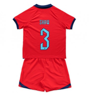 Lacne Dětský Futbalové dres Anglicko Luke Shaw #3 MS 2022 Krátky Rukáv - Preč (+ trenírky)
